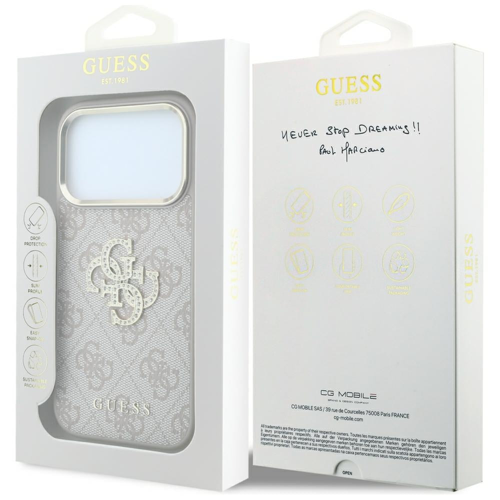 Guess 4G & Big Strass Handyhülle für iPhone 18 Pro Max / 17 Pro Max rosa