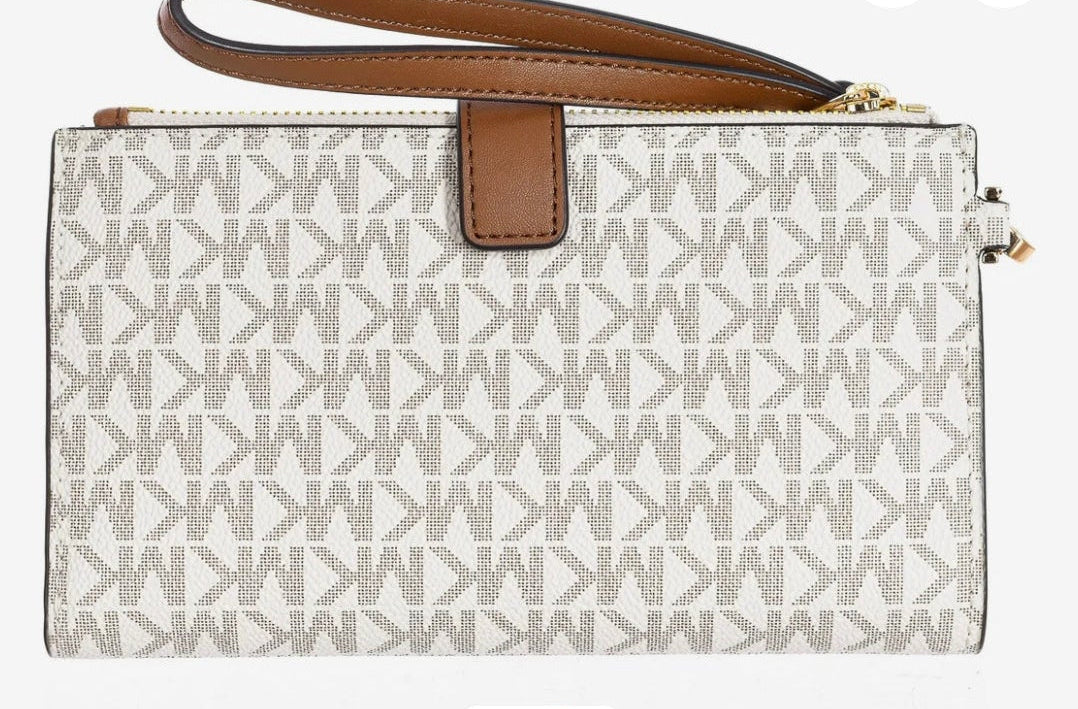 MICHAEL KORS Clutch Jet Set Double Zip MK SIG vanilla