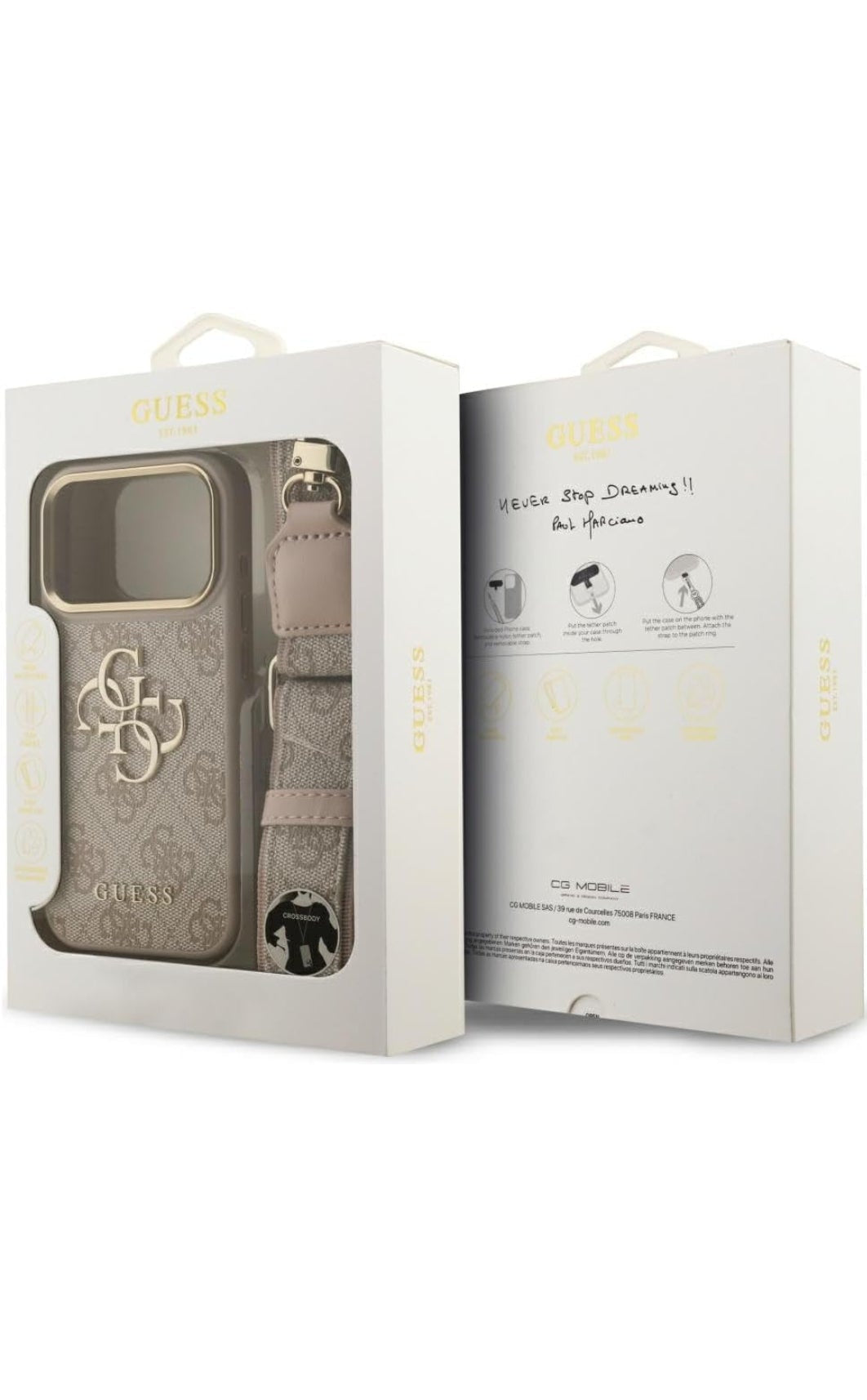 GUESS Crossbody Handyhülle mit Strap – iPhone 17 Pro Max rosa