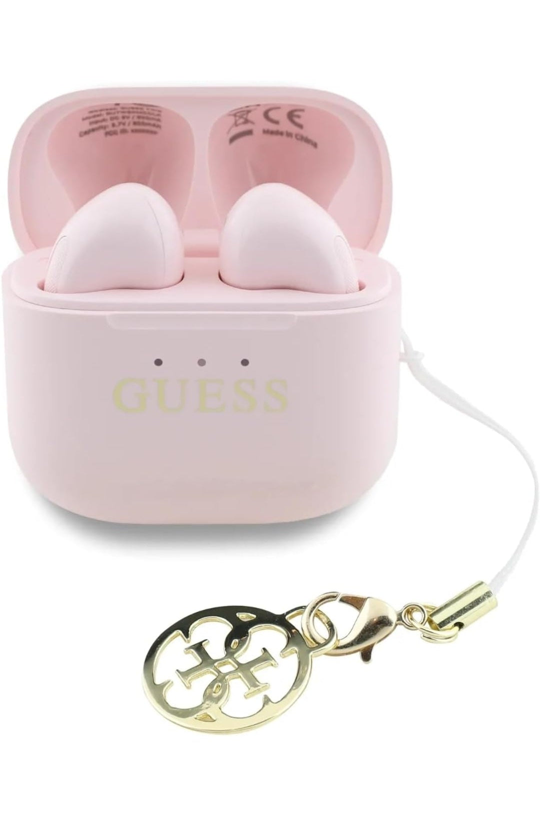 Guess Charm TWS Wireless Headphones with Gloss Effect & Classic Logo Print - Pink
