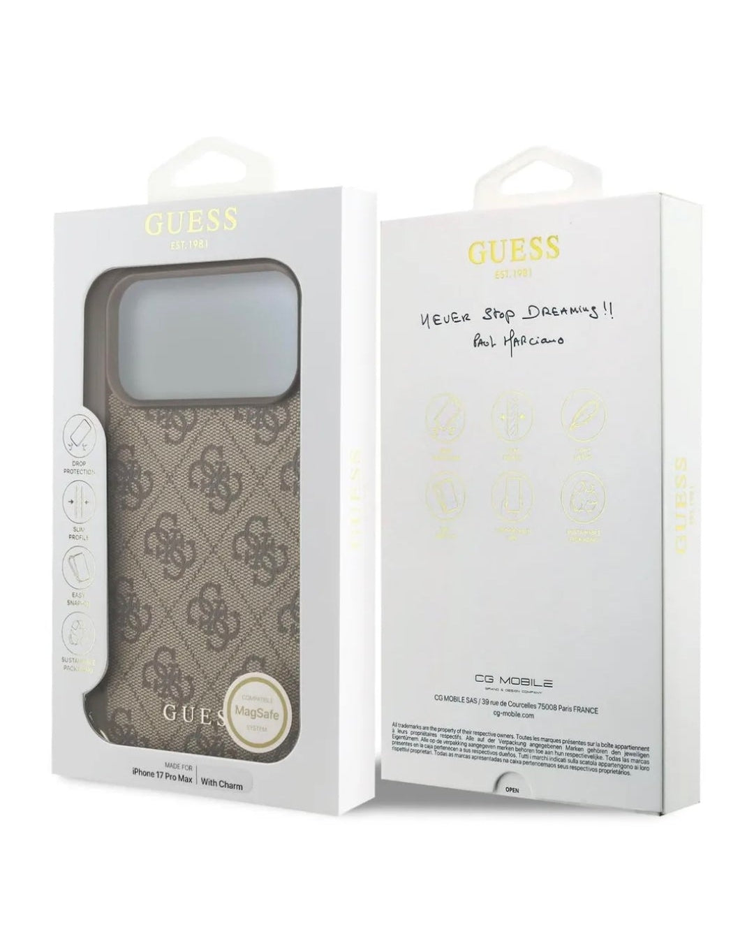 Guess 4g Charms Collection Magsafe Iphone 17 Pro Handyhülle Braun Braun One Size