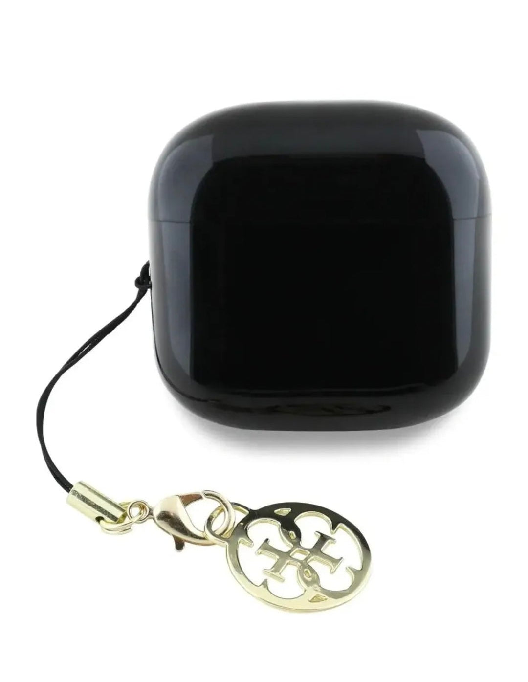 Guess Charms TWS In Ear Bluetooth Kopfhörer bedruckt mit klassischem Logo und Anhänger, Schwarz
