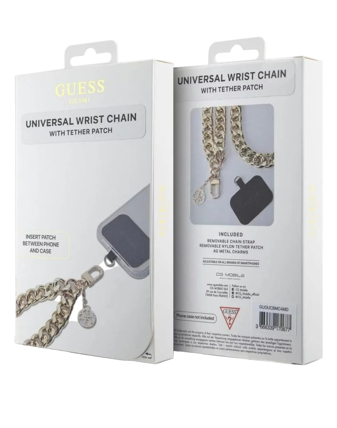 Guess, Handschlaufe Smartphone mit 4G Anhänger und Karabiner, Gold