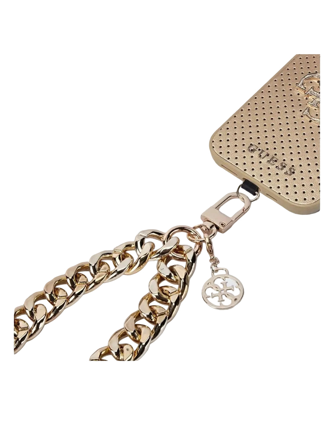 Guess, Handschlaufe Smartphone mit 4G Anhänger und Karabiner, Gold