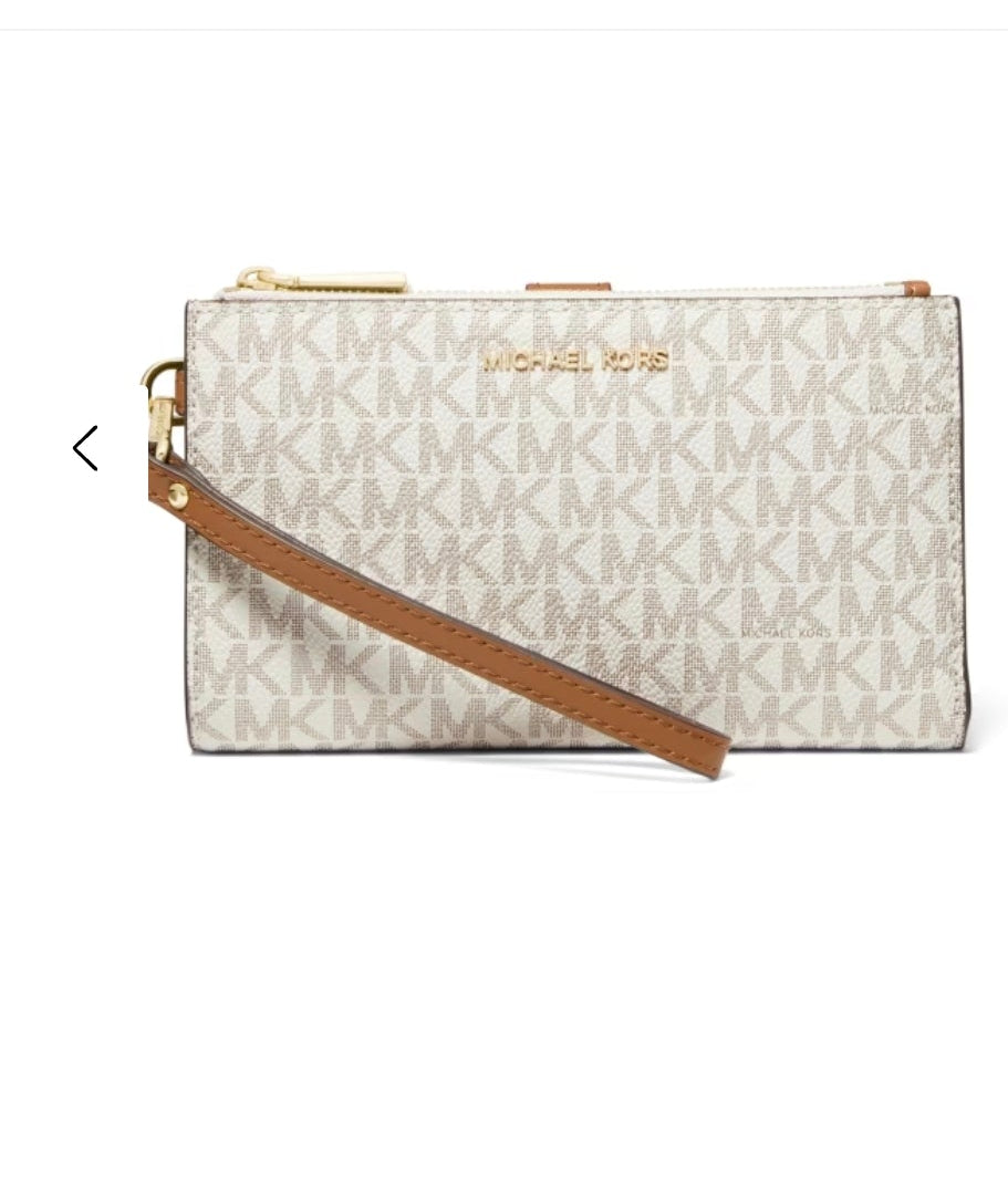 MICHAEL KORS Clutch Jet Set Double Zip MK SIG vanilla