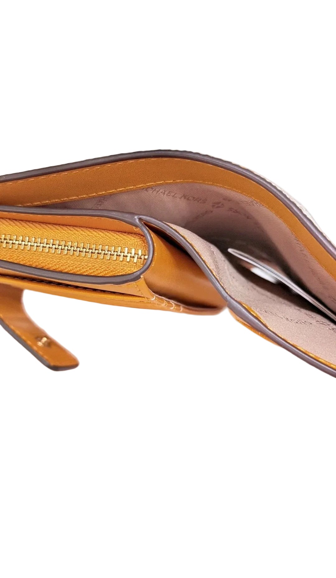 Michael Kors Jet Set MD Bifold Zip Coin Card Wallet Radiant Orange Vanilla