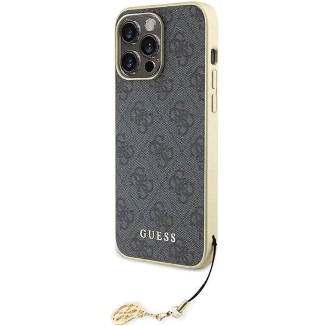 Guess iPhone 15 Pro Hülle Case Cover 4G Charms Grau