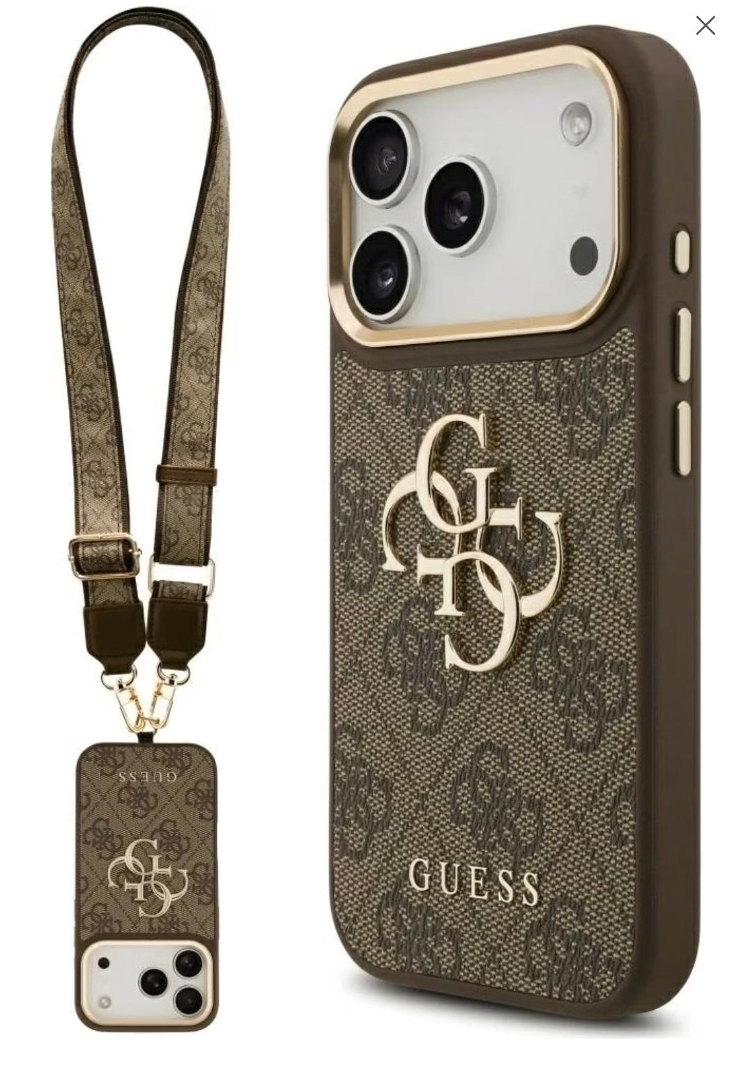 Guess - Big 4G Classic Logo with Big Strap  crossbody strap Metal Buttons (GUHCP17LP4G4BCSW) - iPhone 17 Pro - Brown