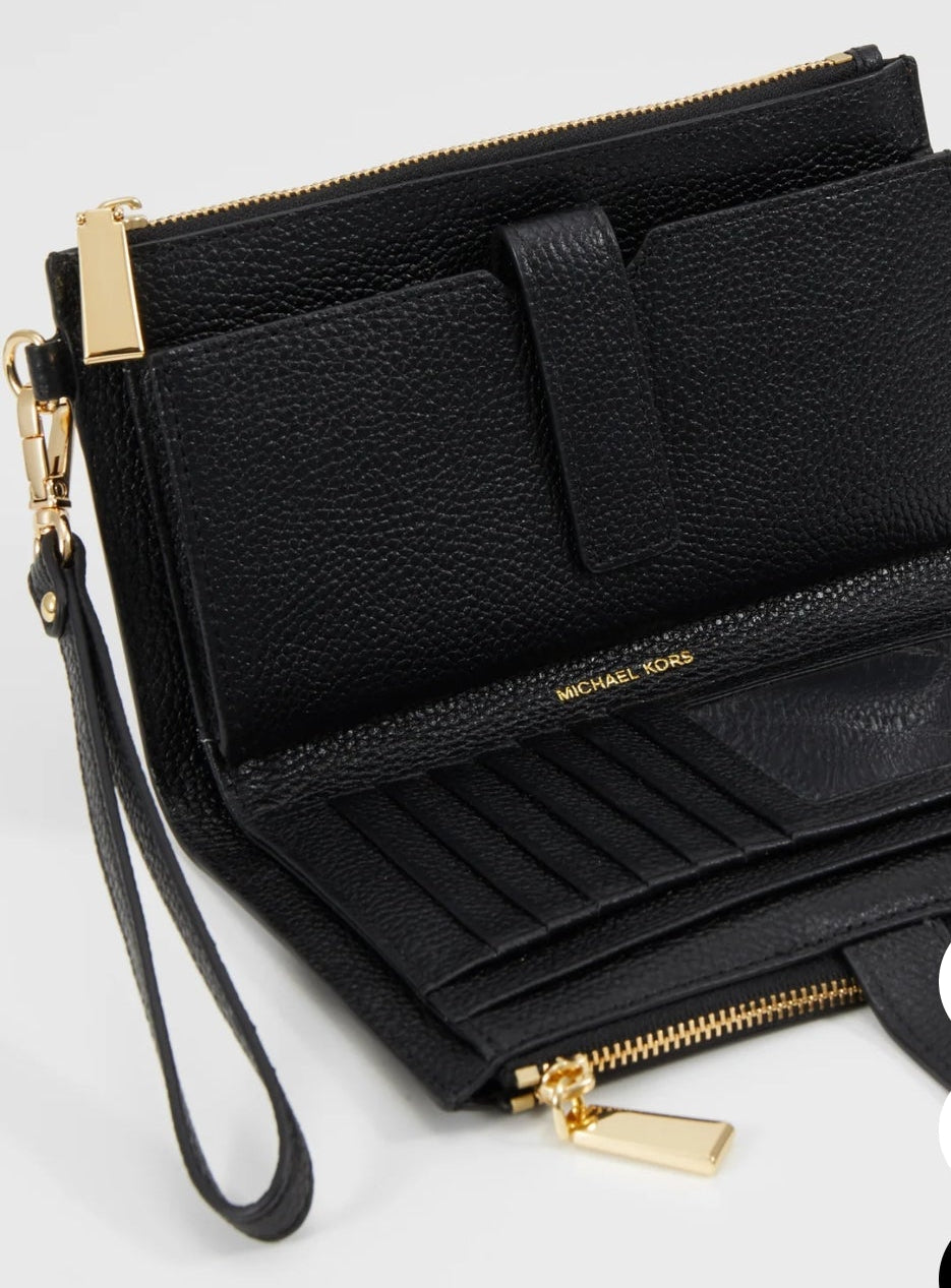 Michael Kors Jet set Travel   Double Zip Gelbörse Schwarz