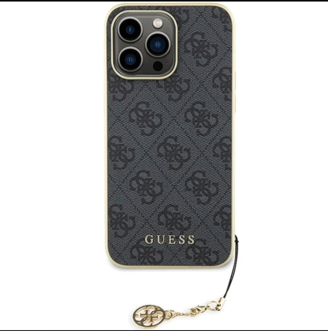 Guess iPhone 15 Pro Hülle Case Cover 4G Charms Grau